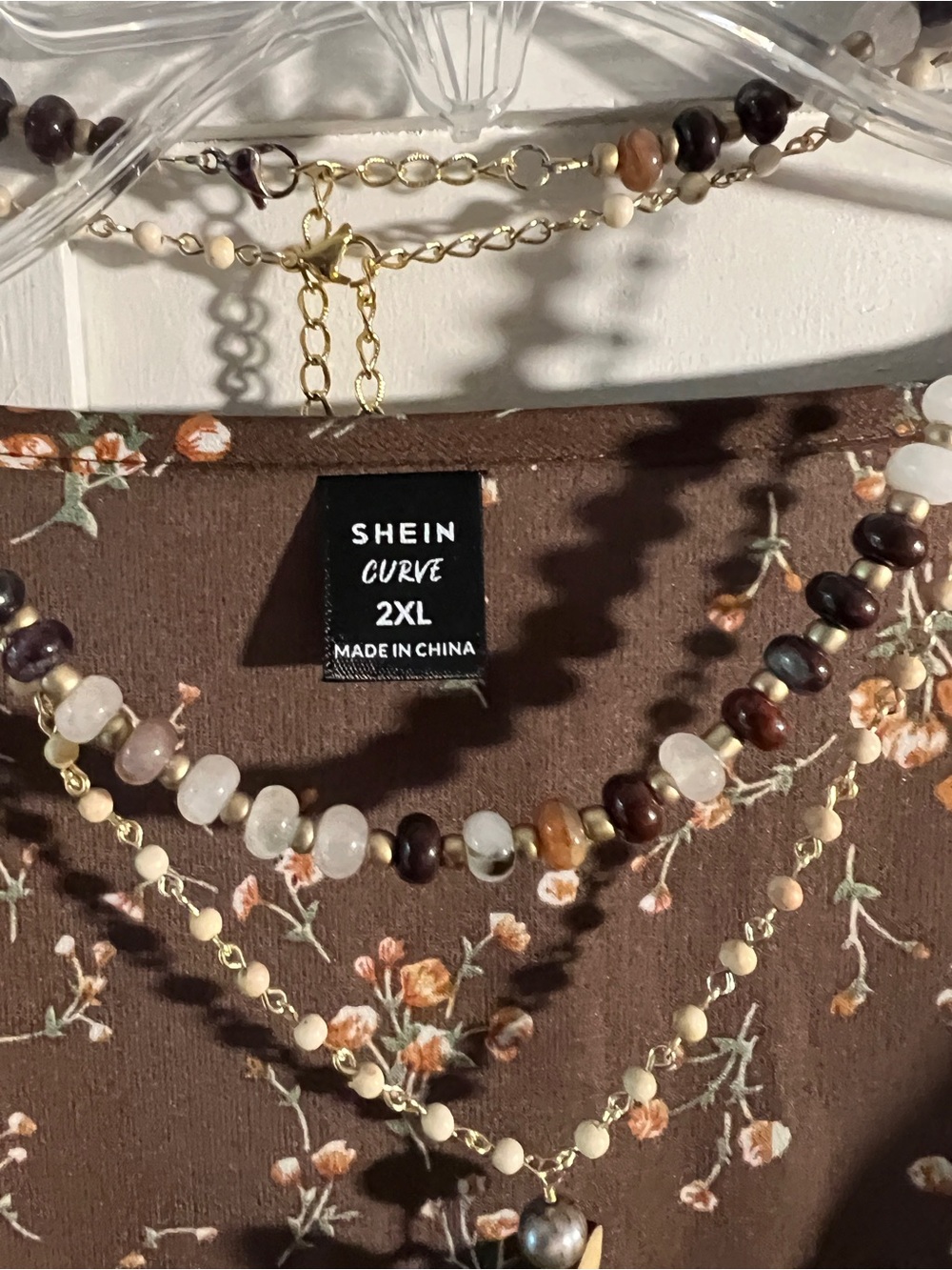 SHEIN Curve Brown Floral V-Neck Maxi - Picture 8 of 8